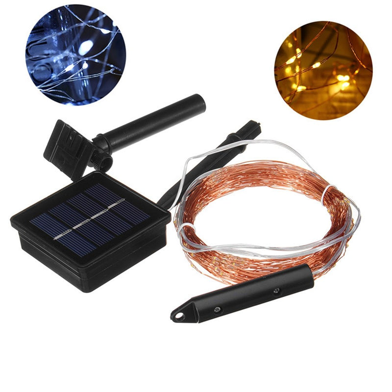 Solar Powered 8 Modes Copper Wire 200 LED Christmas Tree Fairy String Wedding Home Party Decor Light