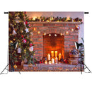7x5FT Vinyl Retro Christmas Tree Fireplace Photography Background Backdrop Props Studio