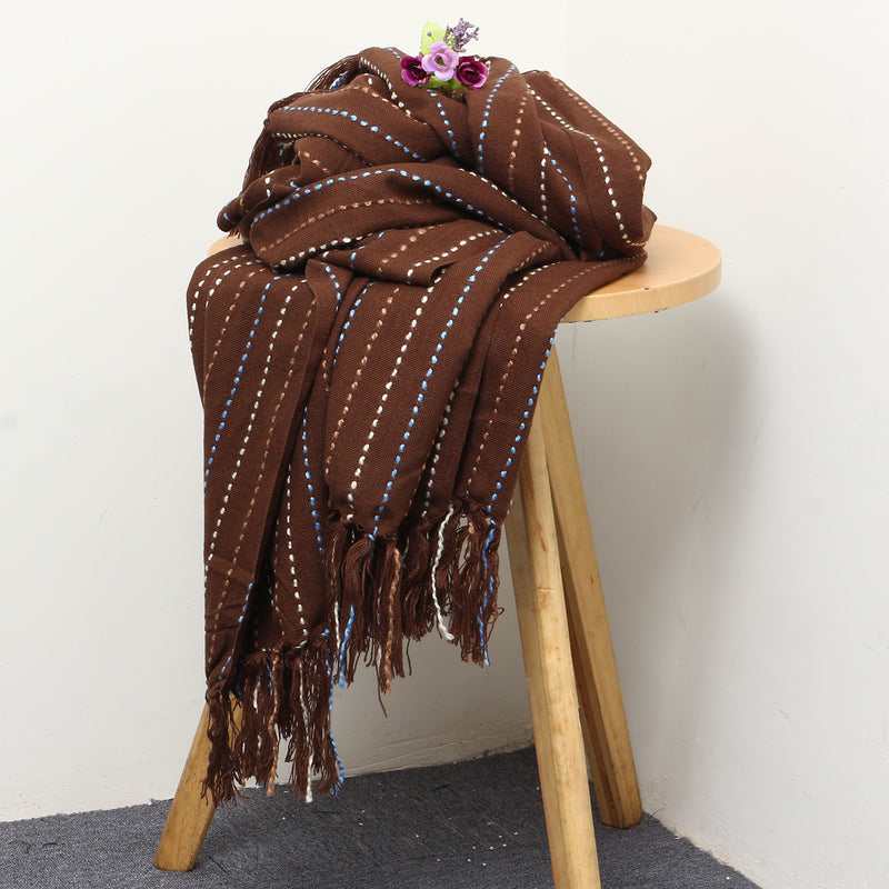 Soft Knitted Throw Blankets Bed Sofa Couch Decorative Fringe Waffle Pattern