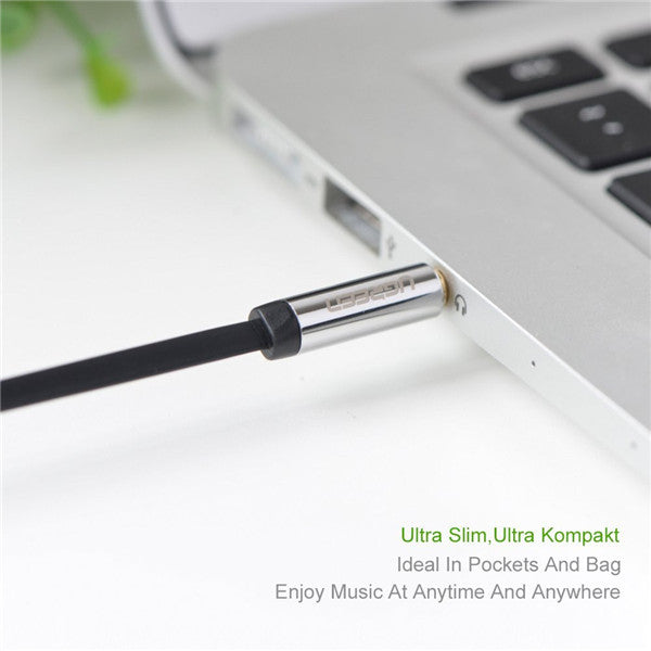 Ugreen AV119 3.5mm Aux Audio Flat Cable 90 Degree Right Angle 1m 1.5m