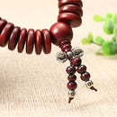 Natural Siam Rosewood Beads Buddha Bead Elastic Bracelet for Women Men