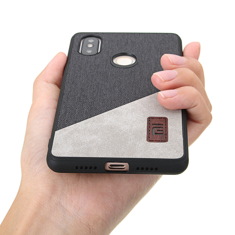Bakeey Luxury Fabric Splice Soft Silicone Edge Shockproof Protective Case For Xiaomi Mi8 SE