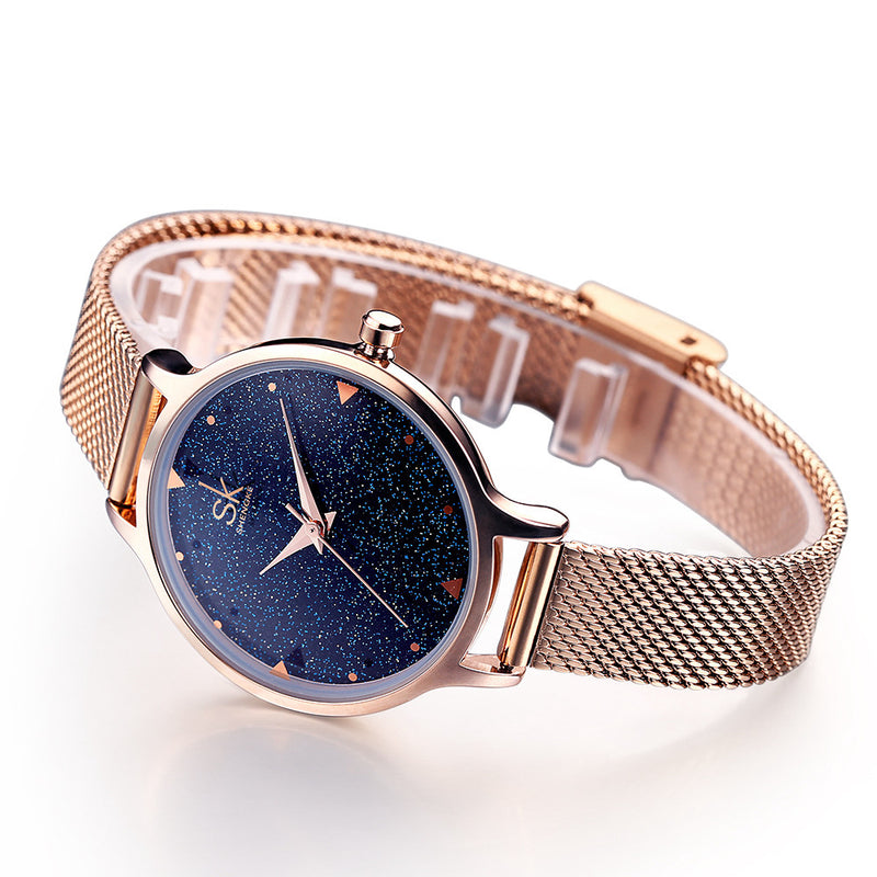 SK K0063 Elegant Design Women Creative Watches Sky Dial Full Steel Quartz Watch