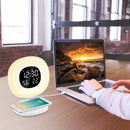 LED Wake Up Desk Lamp Simulate Sunrise Natural Alarm Clock Wireless Charging with 8 Alarm Sounds for Bedroom