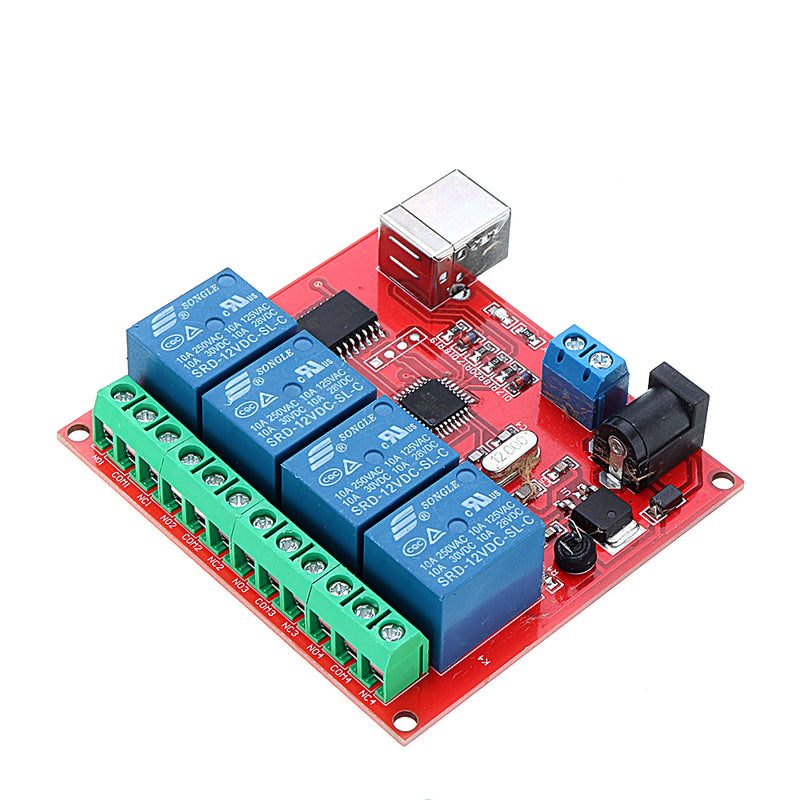 4CH Channel 12V Computer USB Control Switch Free Drive Relay Module PC Intelligent Controller