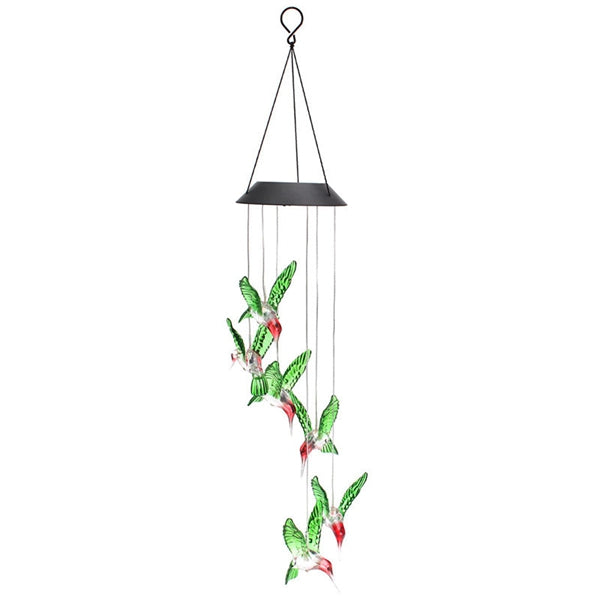 LED Solar Pendant Light Lamp Hummingbird Wind Chime Mobile Home Garden Yard Decor White Xmas