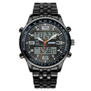 SKMEI 1032 Dual Display Digital Watch High Quality Stainless Steel Men Luminous Alarm Sport Watch