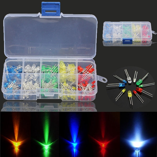 5 x 375pcs Each Box 3MM 5MM LED Light Emitting Diode Beads Resistance Lights Kits Bulb Lamp