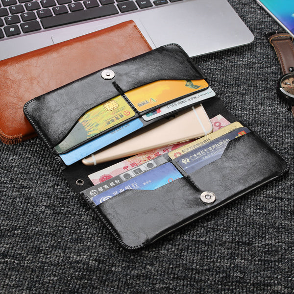 Universal Multifunctional Leather Handbag Wallet Card Solt Purses For Phone Under 6.3 Inch