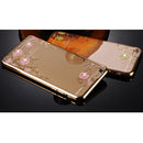 Fashionable Crystal Flower Charms Phone Case Cover COMPATIBLE FOR IPhone 6/6s Plus Dust Scratch Protection -Gold Pink Flower