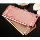 Fashionable Crystal Flower Charms Phone Case Cover COMPATIBLE FOR IPhone 6/6s Plus Dust Scratch Protection -Gold Pink Flower