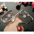 Fashionable Crystal Flower Charms Phone Case Cover COMPATIBLE FOR IPhone 6/6s Plus Dust Scratch Protection -Gold Pink Flower