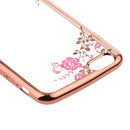 Fashionable Crystal Flower Charms Phone Case Cover COMPATIBLE FOR IPhone 6/6s Plus Dust Scratch Protection -Rose Gold Pink Flower