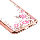 Fashionable Crystal Flower Charms Phone Case Cover COMPATIBLE FOR IPhone 6/6s Plus Dust Scratch Protection -Rose Gold Pink Flower