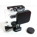 Black Frame Mount Housing Case with Protective UV Lens and Lens Cap Cover for GoPro Hero 4 Hero 3+ Hero 3 Cameras Plastic