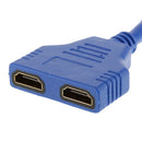 1080P HDMI Port Male to 2Female 1In 2 Out Splitter Cable Adapter for TV Blue