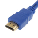 1080P HDMI Port Male to 2Female 1In 2 Out Splitter Cable Adapter for TV Blue
