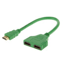 New 1080P HDMI Port Male to 2 Female 1 In 2 Out Splitter Cable Adapter Converter Green