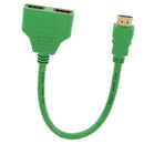 New 1080P HDMI Port Male to 2 Female 1 In 2 Out Splitter Cable Adapter Converter Green