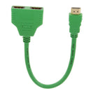 New 1080P HDMI Port Male to 2 Female 1 In 2 Out Splitter Cable Adapter Converter Green