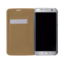Portable PU Leather Flip Case Cover Protector COMPATIBLE FOR Samsung Galaxy S7 Edge Gold