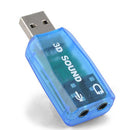 External Virtual USB 3D 5.1 Channel Sound Card Audio Adapter for PC Blue