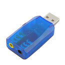External Virtual USB 3D 5.1 Channel Sound Card Audio Adapter for PC Blue
