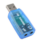 External Virtual USB 3D 5.1 Channel Sound Card Audio Adapter for PC Blue