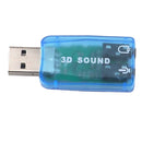 External Virtual USB 3D 5.1 Channel Sound Card Audio Adapter for PC Blue