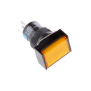 DC 12V Momentary SPDT 5 Pins 16mm Push Button Self lock Square Switch with LED Light Yellow