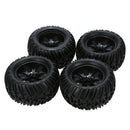 4Pcs Black Wheel Rim and Tire for 1/10 HSP Tamiya Kyosho Off-road RC Car Parts
