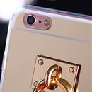 Gold Mobile Phone Case Protective Back Cover with Imitation Rose Red Wool Ball for iPhone 6 / 6S