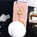 Gold Mobile Phone Case Protective Back Cover with Imitation Rose Red Wool Ball for iPhone 6 / 6S