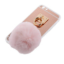 Rose Gold Mobile Phone Case Protective Back Cover with Imitation Pink Wool Ball for iPhone 6 Plus/ 6S Plus