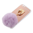 Rose Gold Mobile Phone Case Protective Back Cover with Imitation Purple Wool Ball for iPhone 6 Plus/ 6S Plus