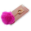 Rose Gold Mobile Phone Case Protective Back Cover with Imitation Rose Red Wool Ball for iPhone 6 Plus/ 6S Plus