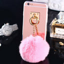 Silver Mobile Phone Case Protective Back Cover with Imitation Rose Red Wool Ball for iPhone 6 Plus/ 6S Plus
