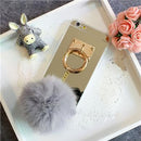 Black Mobile Phone Case Protective Back Cover with Imitation Pink Wool Ball for iPhone 6 Plus/ 6S Plus