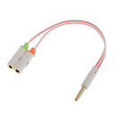 3.5mm Stereo Male to 3.5mm Dual Female Plug Mic Microphone Headset Jack Audio Y Splitter Cable