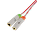 3.5mm Stereo Male to 3.5mm Dual Female Plug Mic Microphone Headset Jack Audio Y Splitter Cable