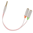3.5mm Stereo Male to 3.5mm Dual Female Plug Mic Microphone Headset Jack Audio Y Splitter Cable