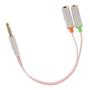 3.5mm Stereo Male to 3.5mm Dual Female Plug Mic Microphone Headset Jack Audio Y Splitter Cable