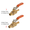 1/4 BSP Thread to 3/8 Barbed Hose Brass Ball Valve Shut Off Switch Fluid Lever Self-locking Good Seal Efficient Convenient Durable Universal Use