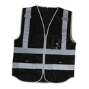 Hi-Vis Safety Vest With Zipper Reflective Tape Jacket Waistcoat black