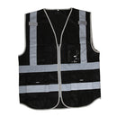 Hi-Vis Safety Vest With Zipper Reflective Tape Jacket Waistcoat black