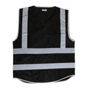 Hi-Vis Safety Vest With Zipper Reflective Tape Jacket Waistcoat black