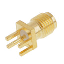 Golden SMA Female Nut Bulkhead Solder PCB Clip Edge Mount RF Connector
