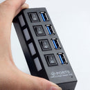 4-Port USB 3.0 Hub with Individual Power Switches and LEDs included 5V/2.5A power adapter EU Plug for Mac Mini/ Chrombook