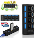 4-Port USB 3.0 Hub with Individual Power Switches and LEDs included 5V/2.5A power adapter EU Plug for Mac Mini/ Chrombook