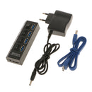 4-Port USB 3.0 Hub with Individual Power Switches and LEDs included 5V/2.5A power adapter EU Plug for Mac Mini/ Chrombook